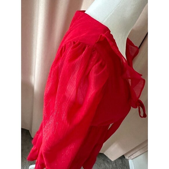 Crystal Doll Red Shiny Ruffle Dress Size Small - NWT - Picture 2 of 8